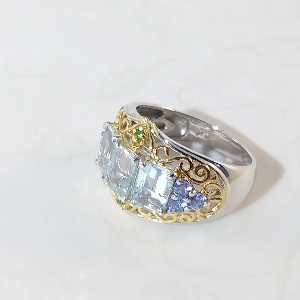 Aquamarine & Tanzanite 3.2 cttw Blue Size 8